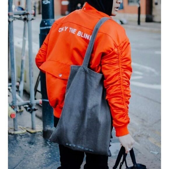 NWT ONLY THE BLIND Cherry Red Satin MOTORCYCLE BOMBER Unisex Small - Picture 2 of 16